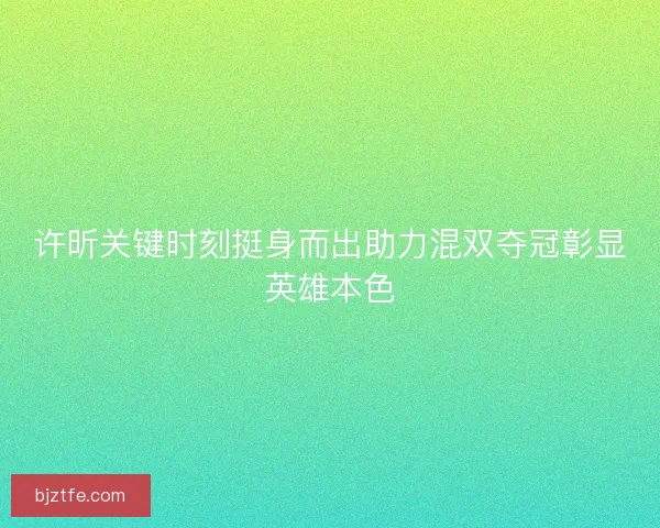 许昕关键时刻挺身而出助力混双夺冠彰显英雄本色