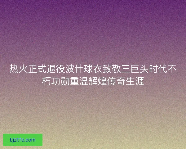 热火正式退役波什球衣致敬三巨头时代不朽功勋重温辉煌传奇生涯