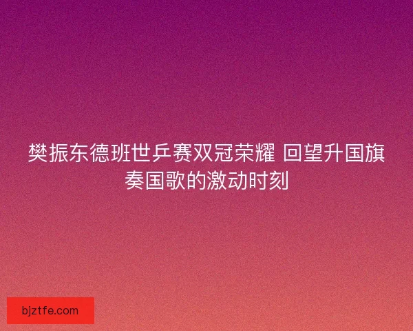 樊振东德班世乒赛双冠荣耀 回望升国旗奏国歌的激动时刻